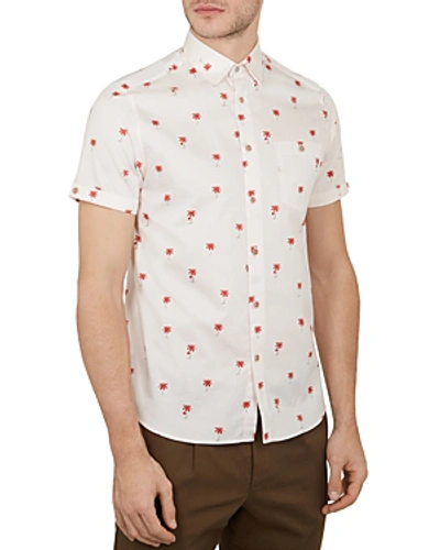 Ted Baker Palm Tree Slim Fit Shirt In Pink