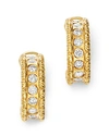ROBERTO COIN 18K YELLOW GOLD FLORENTINE DIAMOND HOOP EARRINGS,999103AYERX0