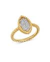 ROBERTO COIN 18K YELLOW GOLD NEW BAROCCO DIAMOND RING,7771328AJ65X