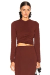 ALEXANDER WANG T T BY ALEXANDER WANG TWISTED LONG SLEEVE TOP IN RED,TBBY-WS275