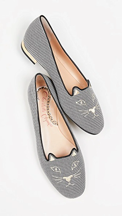 Charlotte Olympia Kitty Flats In Black/white
