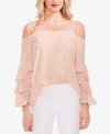 VINCE CAMUTO RUFFLED COLD-SHOULDER TOP