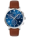 HUGO BOSS MEN'S CHRONOGRAPH SPIRIT BROWN LEATHER STRAP WATCH 41MM