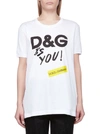 Dolce & Gabbana Printed Cotton T-shirt In Bianco Nero Giallo