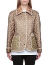 Burberry Printed Quilted Silk-faille Jacket In Beige Arancio