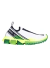 Dolce & Gabbana Logo-print Stretch-knit Slip-on Sneakers In Bianco/giallo Fluo