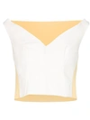 MARNI OFF-THE-SHOULDER LEATHER AND RIB KNIT TOP