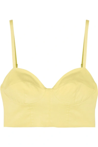Fleur Du Mal Cropped Silk And Wool-blend Top In Pastel Yellow