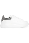 Alexander Mcqueen Oversized Metallic Leather Sneakers In White
