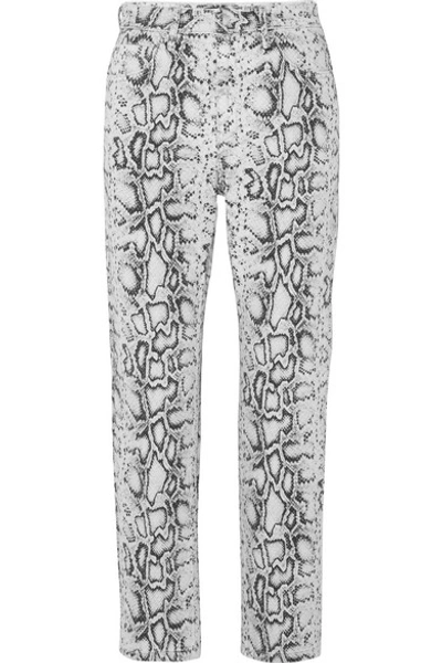 Alexander Wang Cropped Snake-print High-rise Straight-leg Jeans In Faded Python