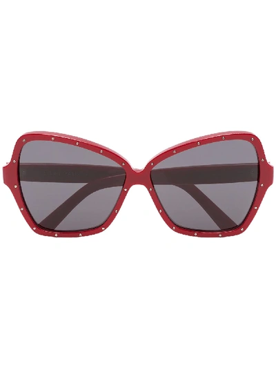 Celine Eyewear 蝴蝶镜框铆钉太阳眼镜 - 红色 In Red