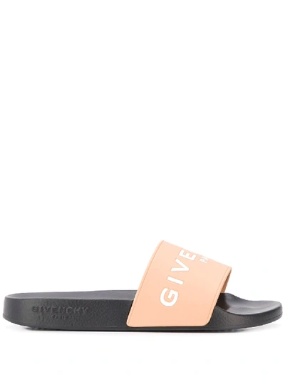 Givenchy Logo-detail Rubber Sliders In Nude