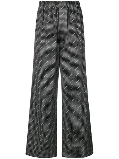 Balenciaga Wide-leg Logo Print Trousers - 黑色 In Grey