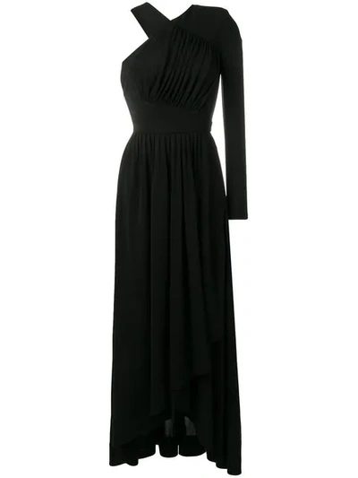 Givenchy Asymmetric Ruched Crepe-jersey Gown In Black