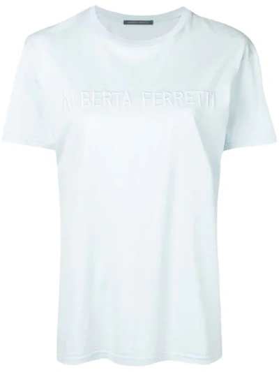 Alberta Ferretti Logo T-shirt - 蓝色 In White