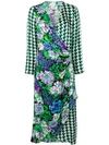 Rixo London Wrap Style Front Dress In Retro Floral Houndstooth