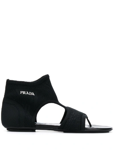 Prada Sock-sandalen In Black