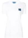 PRADA PRADA EMBROIDERED LOGO T-SHIRT - WHITE