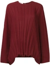 VALENTINO VALENTINO PLEATED SLOUCH BLOUSE - RED