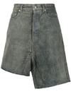 RICK OWENS ASYMMETRIC DENIM SKIRT