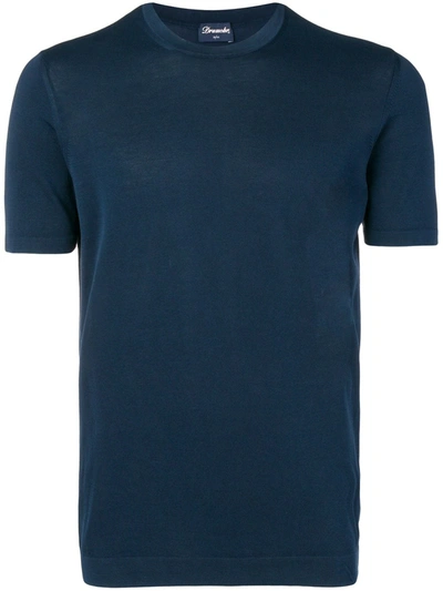 Drumohr Short-sleeve Cotton T-shirt In Blue