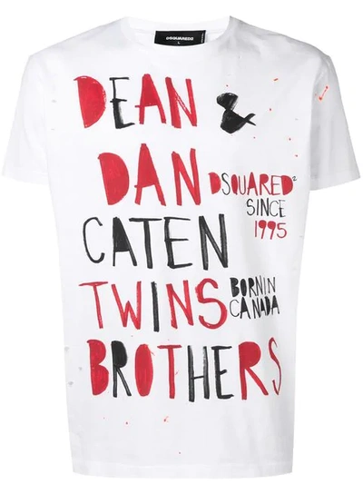 Dsquared2 Caten Twins Print T-shirt In White