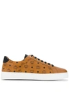Mcm Logo Print Low Top Sneakers In Brown