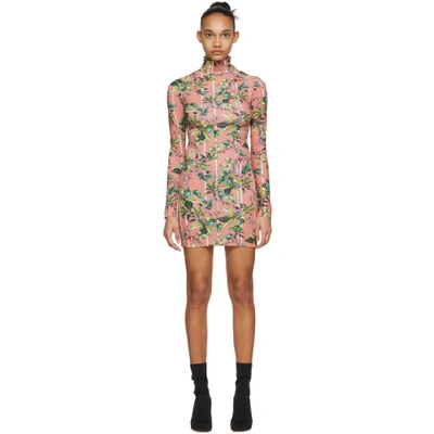 Vetements Floral-print Stretch-jersey Mini Dress In Pink Flowers