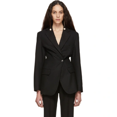 Jacquemus Gathered-back Single-breasted Wool Blazer In Black