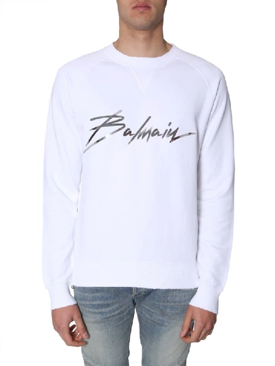 Balmain White Cotton Sweatshirt