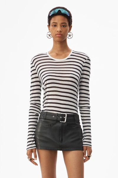 Alexander Wang Striped Slub Jersey Tee In Ink And Ivory