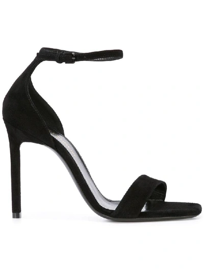 Saint Laurent Amber Velvet Ankle-strap 105mm Sandal In Black