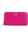 DOLCE & GABBANA DOLCE & GABBANA EMBELLISHED LOGO ZIP AROUND WALLET