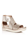 Eileen Fisher Women's Sport Crisscross Wedge Platform Sandals In Platinum Metallic