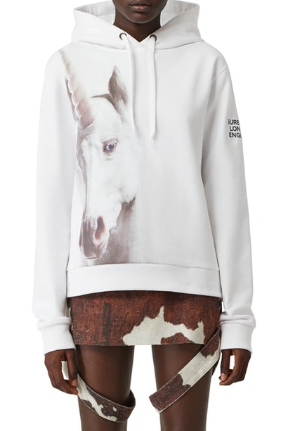 Burberry Unicorn Print Cotton Sweatshirt Hoodie In White