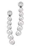 MAJORICA SIMULATED PEARL & CUBIC ZIRCONIA DROP EARRINGS,OME16139SPW