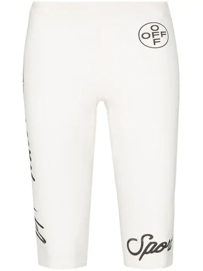 Off-white Logo-print High-waisted Cycling Shorts In White