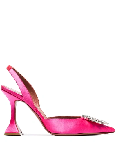 Amina Muaddi Begum Sunburst Crystal Pumps In Raspberry