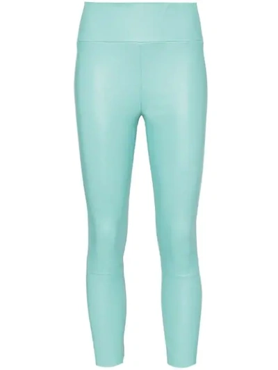 Sprwmn High-waisted Cropped Leather Leggings - 蓝色 In Blue