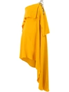 Monse Asymmetric Draped Chain-embellished Crepe Dress In Yellow