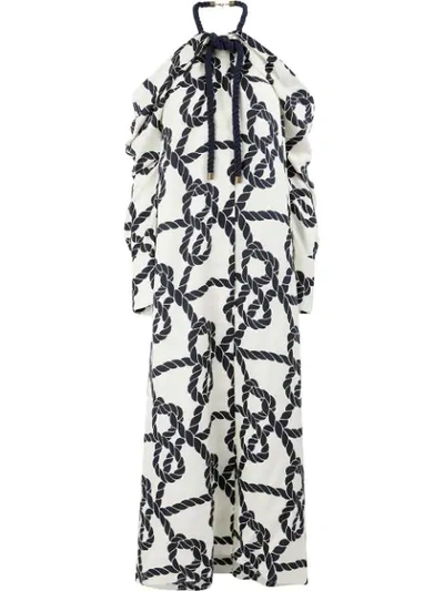 Monse Rope Print Cold-shoulder Dress - 白色 In Ivory