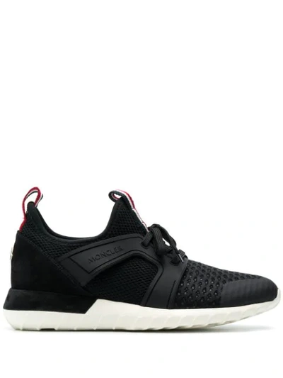 Moncler Emilien Rubber And Leather-trimmed Neoprene Trainers In Black
