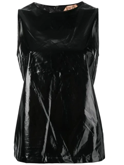 N°21 Vinyl-effect Top In Black