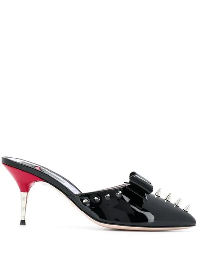 Gucci Mid-heel Patent Leather Mules In Black