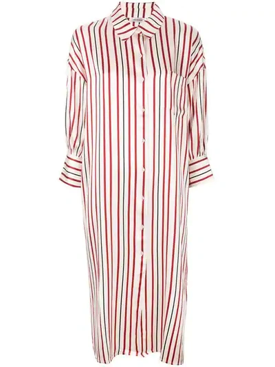 Anine Bing Striped Milly Shirt Dress In Red