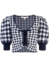 JONATHAN SIMKHAI JONATHAN SIMKHAI GINGHAM RUCHED CROP TOP - BLACK