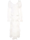 JONATHAN SIMKHAI JONATHAN SIMKHAI LACE RUFFLE BODYSUIT DRESS - 白色