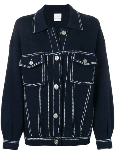BARRIE CONTRAST-STITCHING DENIM-EFFECT JACKET
