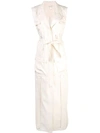 JONATHAN SIMKHAI JONATHAN SIMKHAI LUX TWILL LONG VEST DRESS - 白色