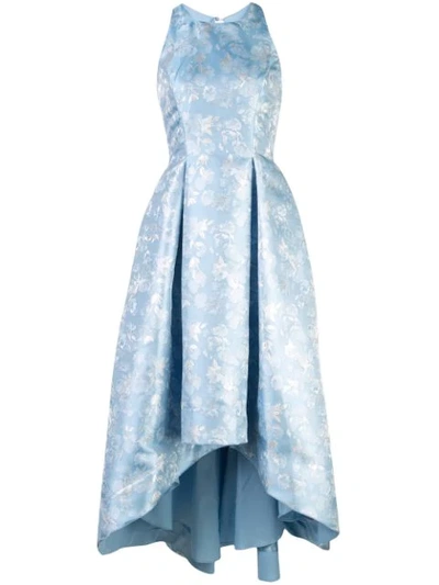 Aidan Mattox Metallic Floral High-low Dress In Steel Blue